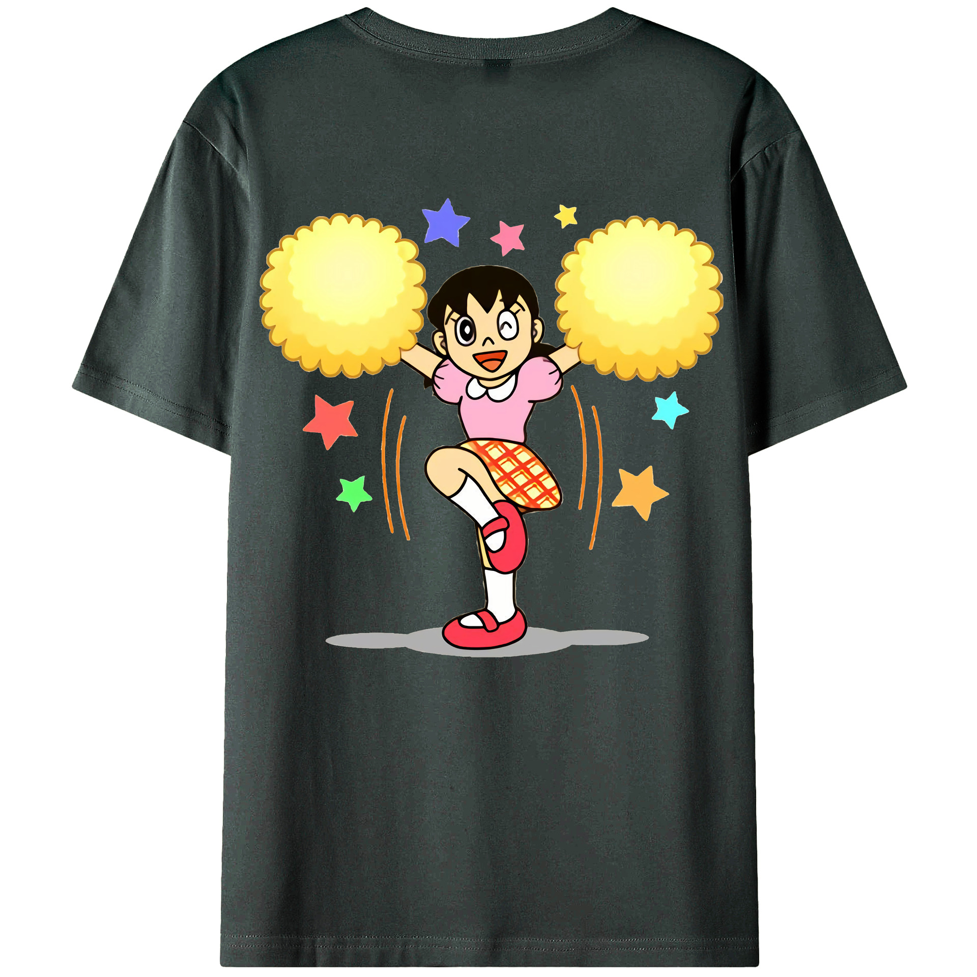 （画像用） ドラえもん みなもと しずか Doraemon Shizuka Minamoto 綿100％ メンズ半袖Tシャツ（バックプリント） 通気性